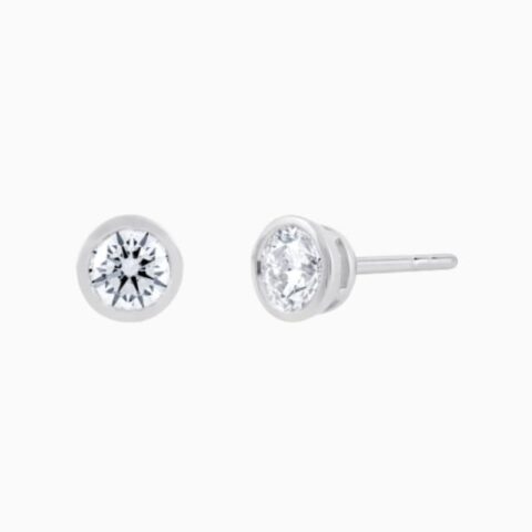 Bezel Set IGI Diamond Stud Earrings in 14K gold