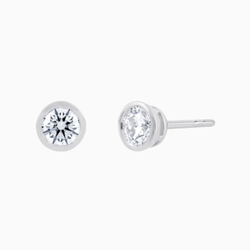 Bezel Set IGI Diamond Stud Earrings in 14K gold