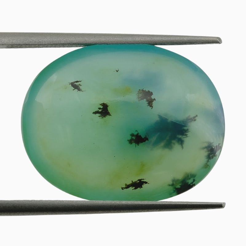 Natural dendritic blue opal gemstone