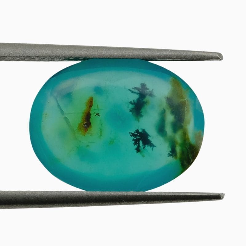 Natural dendritic blue opal gemstone