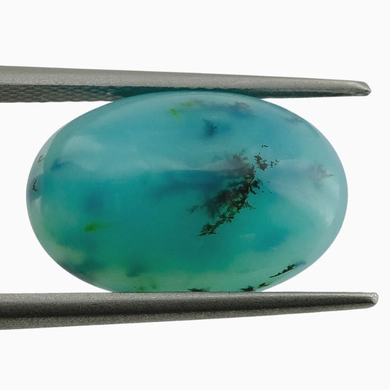 Natural dendritic blue opal gemstone