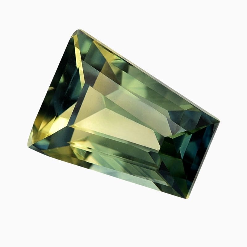 Natural zoned blue and yellow sapphire gemstone