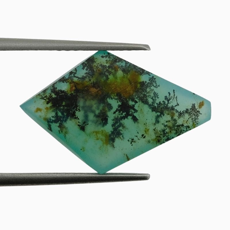 Natural dendritic blue opal gemstone