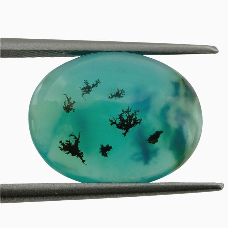 Natural dendritic blue opal gemstone