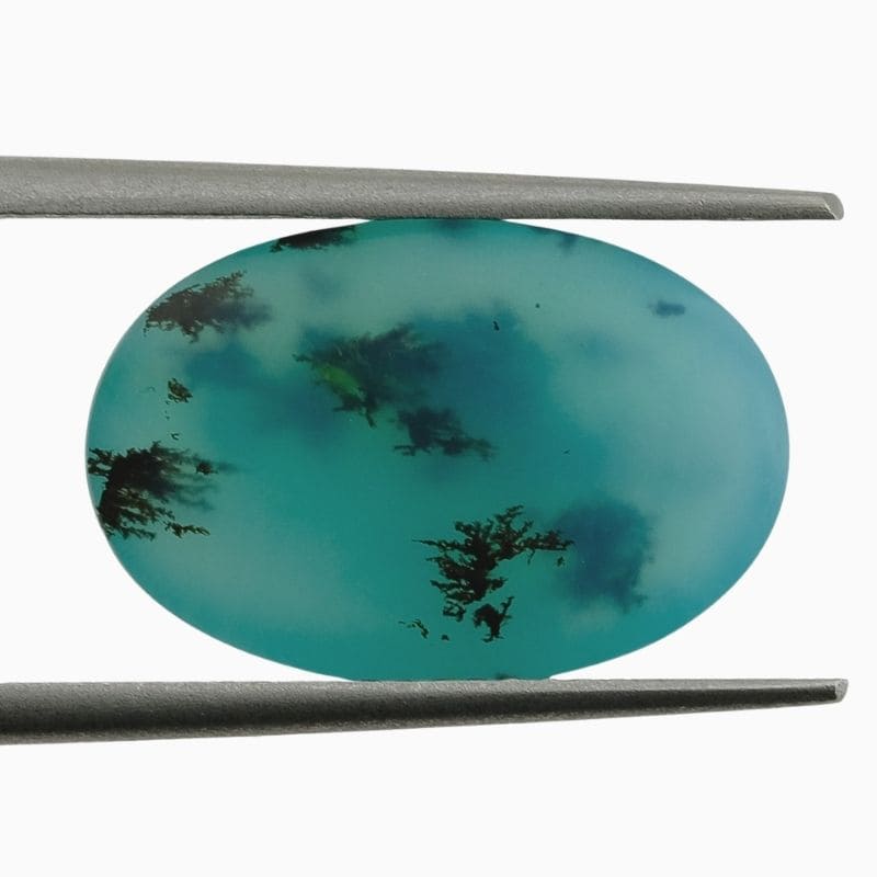 Natural dendritic blue opal gemstone