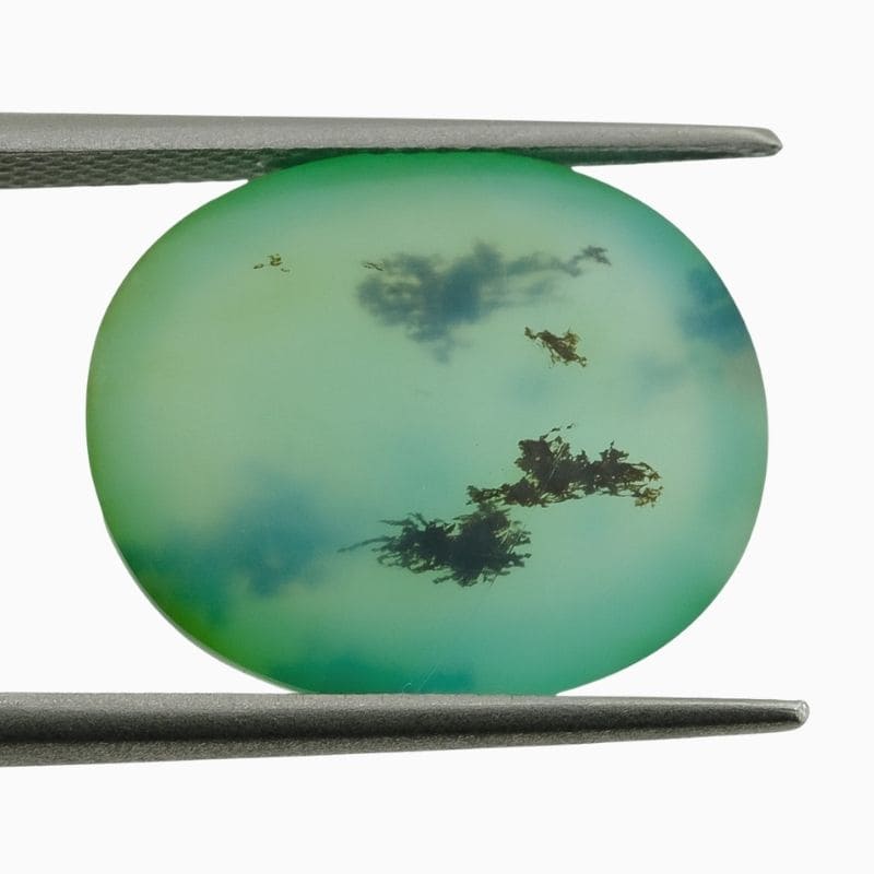 Natural dendritic blue opal gemstone