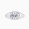 East west oval lab diamond signet ring