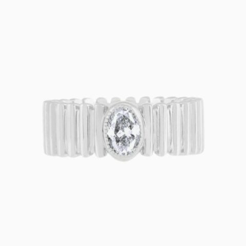 Fluted oval lab diamond ring