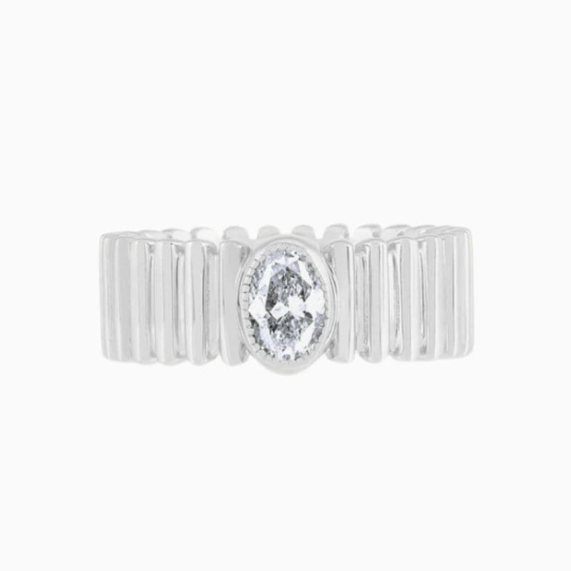 Fluted oval lab diamond ring