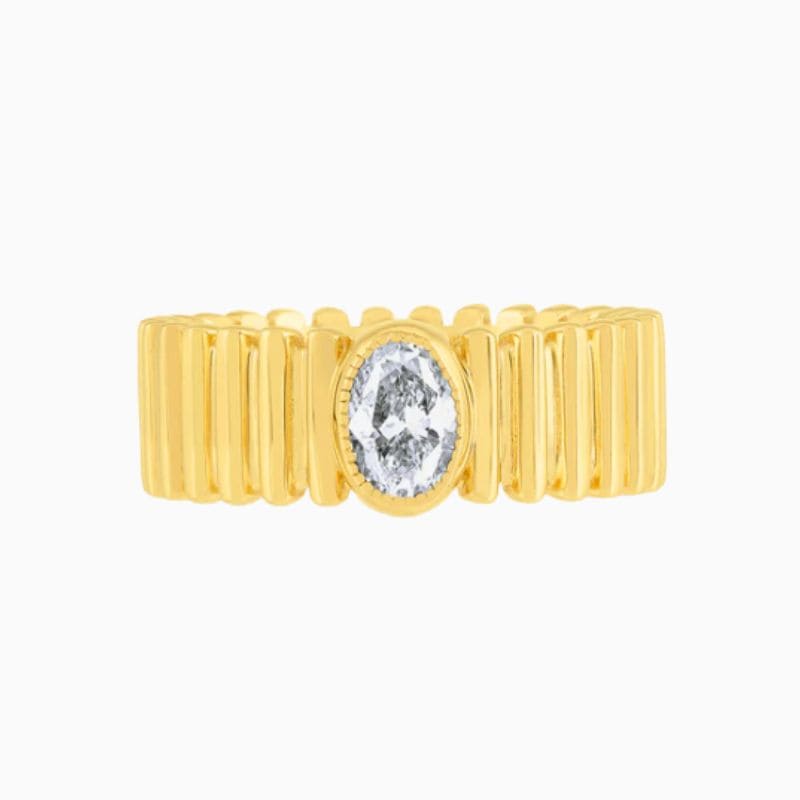 Fluted oval lab diamond ring