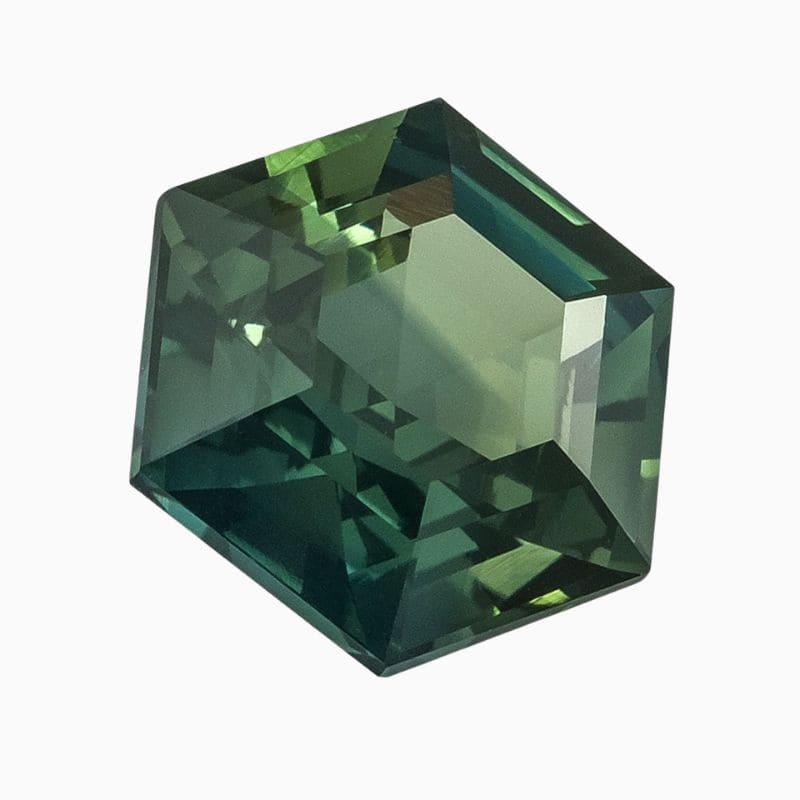Natural green-yellow-blue sapphire gemstone