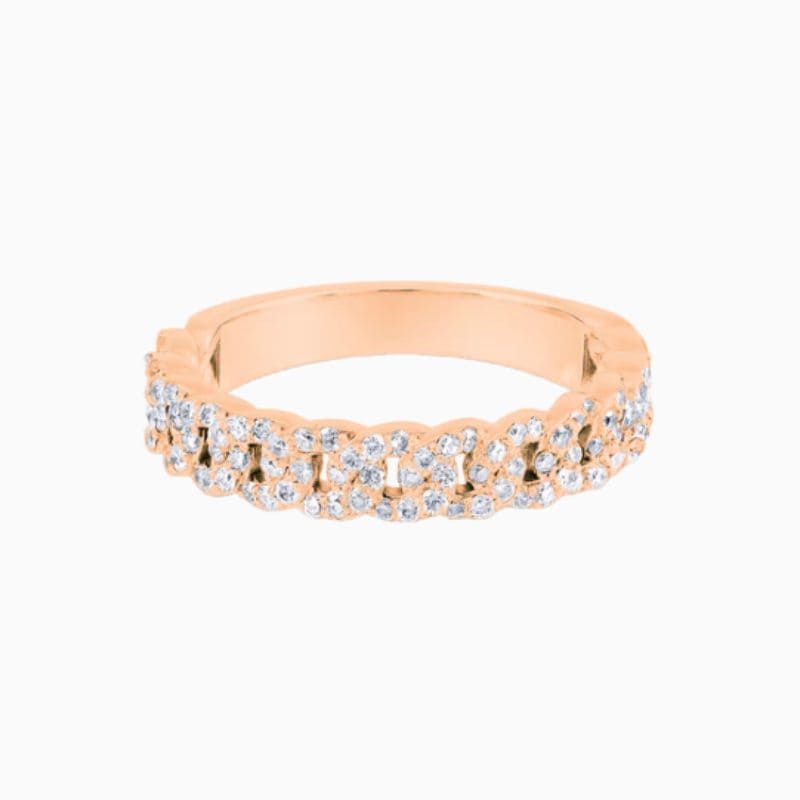 Halfway Cuban link lab diamond ring