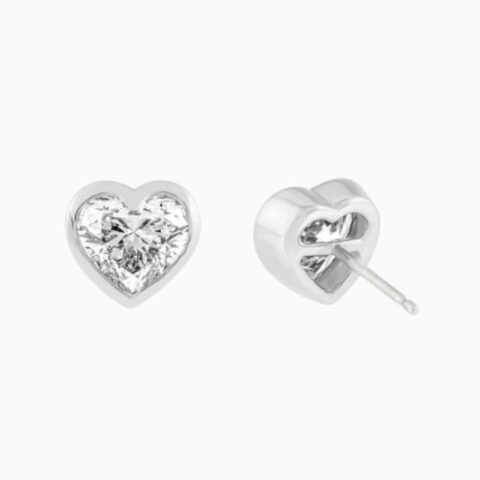 Heart Cut Bezel IGI Diamond Stud Earrings in 14K gold