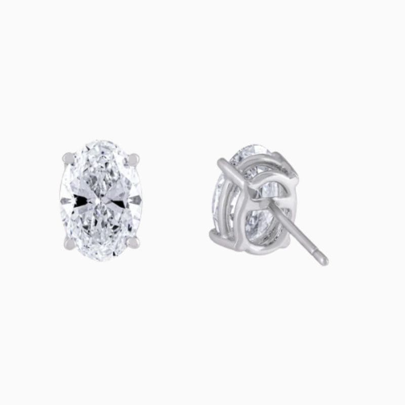 Oval Cut IGI Diamond Stud Earrings in 14K gold