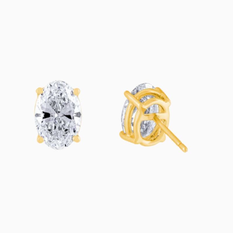 Oval Cut IGI Diamond Stud Earrings in 14K gold