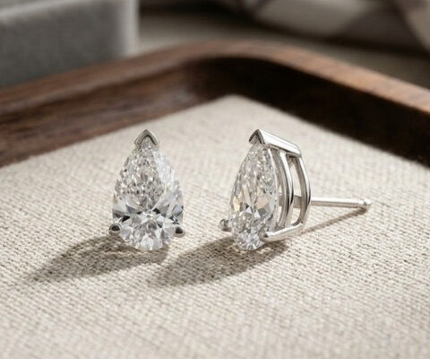 IGI Certified Pear Cut Lab Grown Diamond Stud Earring