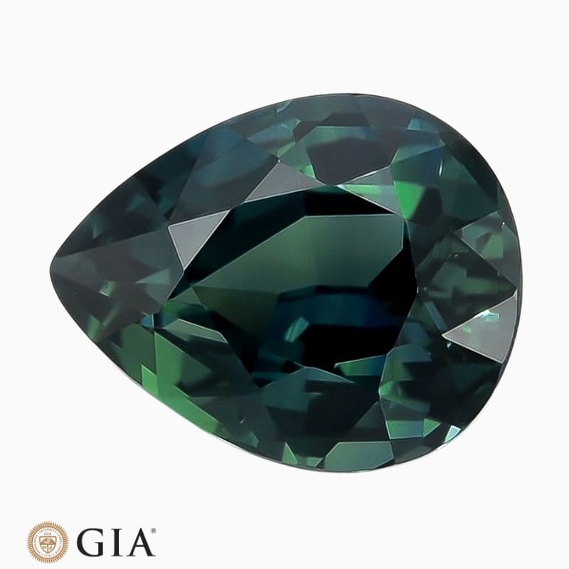 Natural heated teal green-blue sapphire gemstone