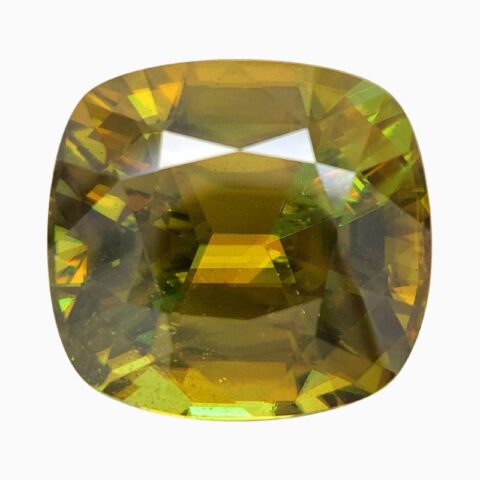 Natural yellowish green sphene gemstone