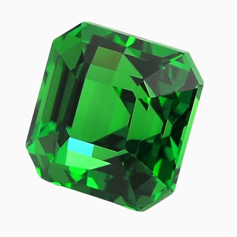 Natural green octagonal GIA tsavorite gemstone