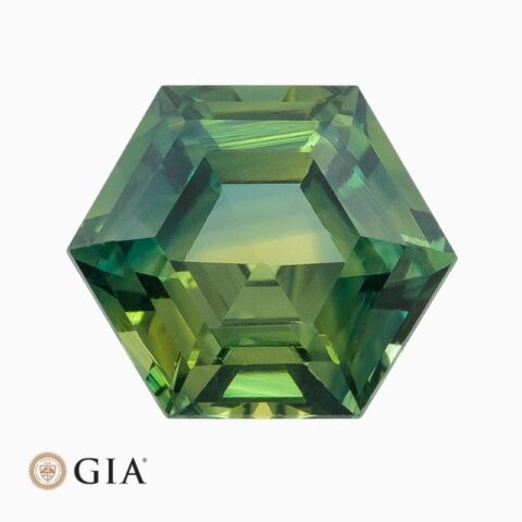 Natural unheated green-yellow-blue sapphire gemstone