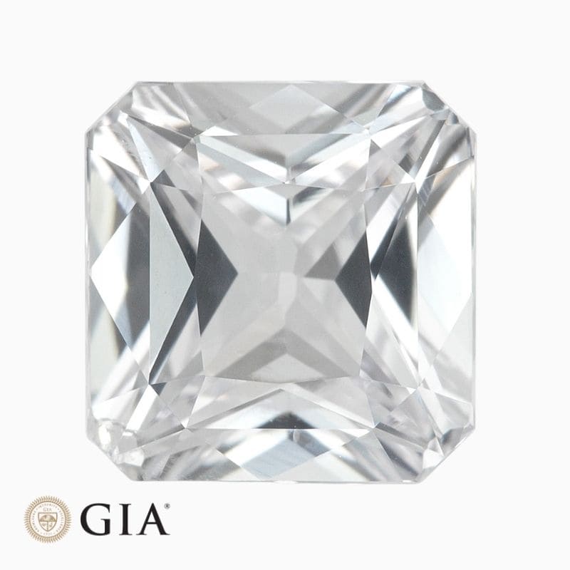 Natural near colorless sapphire gemstone