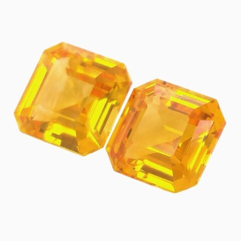 Natural yellow-orange sapphire matching pair