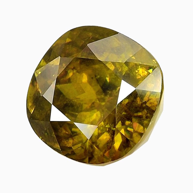Natural yellowish green sphene gemstone