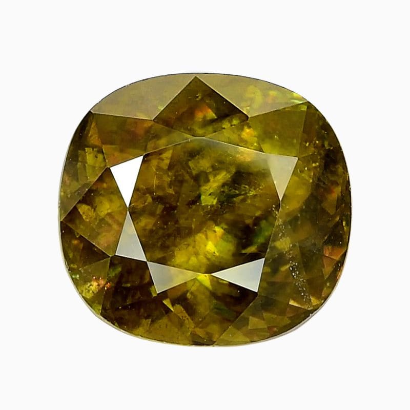 Natural yellowish green sphene gemstone