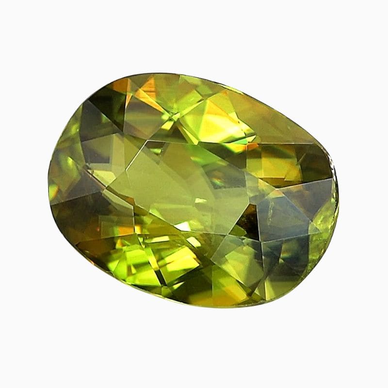 Natural yellowish green sphene gemstone