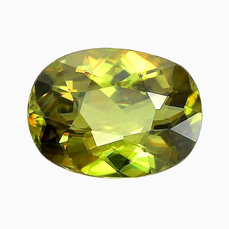 Natural yellowish green sphene gemstone