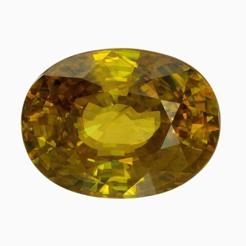 Natural yellowish green sphene gemstone