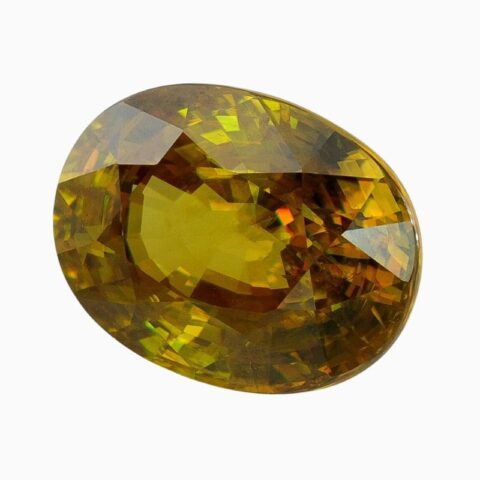 Natural yellowish green sphene gemstone