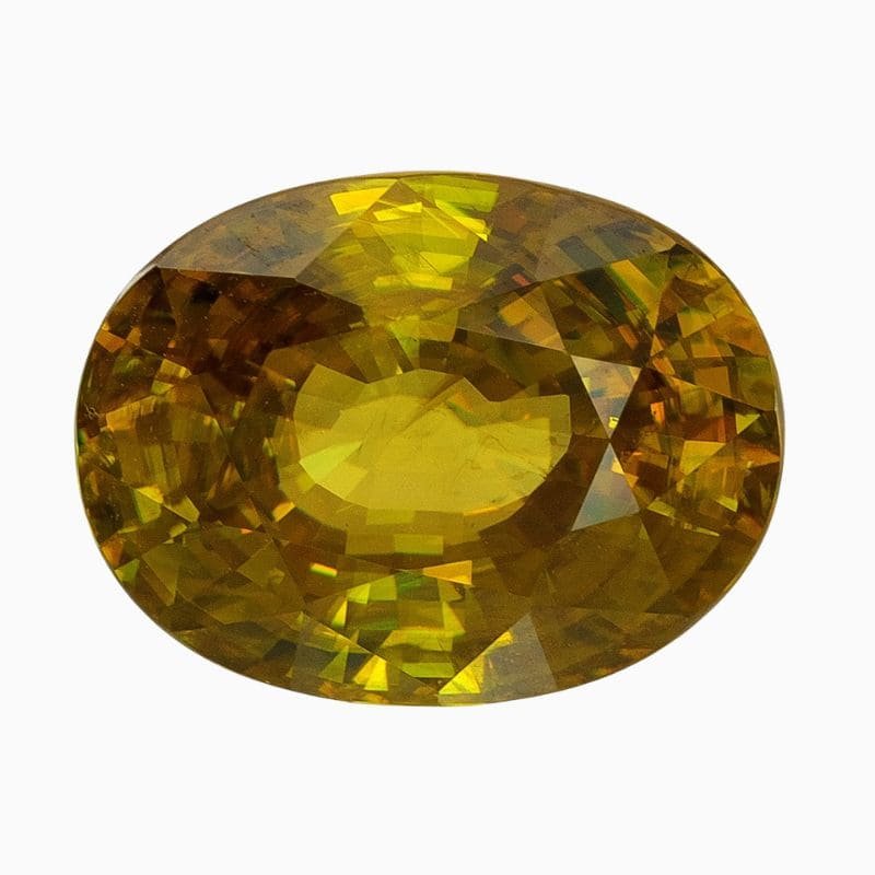 Natural yellowish green sphene gemstone