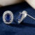 Oval Blue Sapphire with Lab Grown Diamond Halo Stud Earring