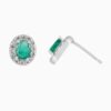 Oval emerald diamond halo earrings