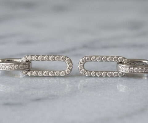 Paperclip Link Lab Grown Diamond Earrings