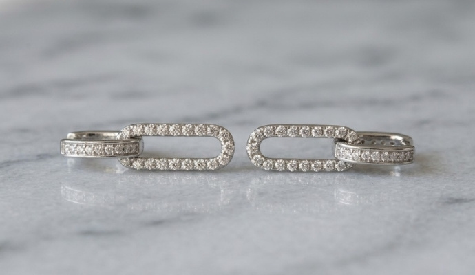 Paperclip Link Lab Grown Diamond Earrings