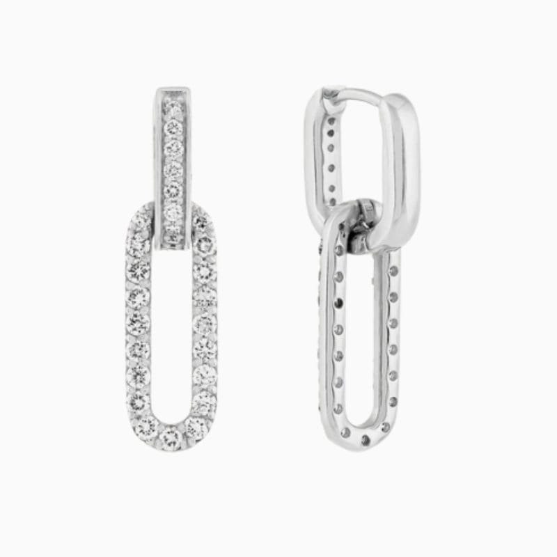 Paperclip Link Diamond Earrings in 14K gold