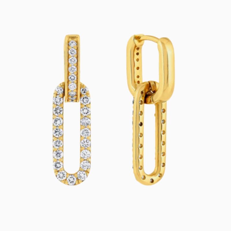 Paperclip Link Diamond Earrings in 14K gold