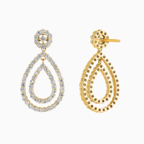 Pear Shaped Diamond Dangling Earrings in 14K gold