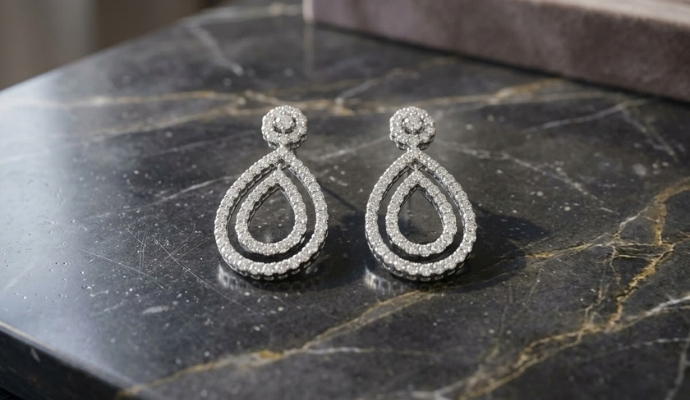 Pear Shaped Lab Grown Diamond Dangling Earrings