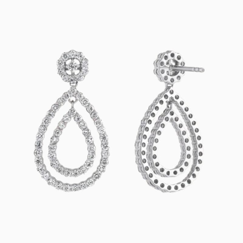 Pear Shaped Diamond Dangling Earrings in 14K gold
