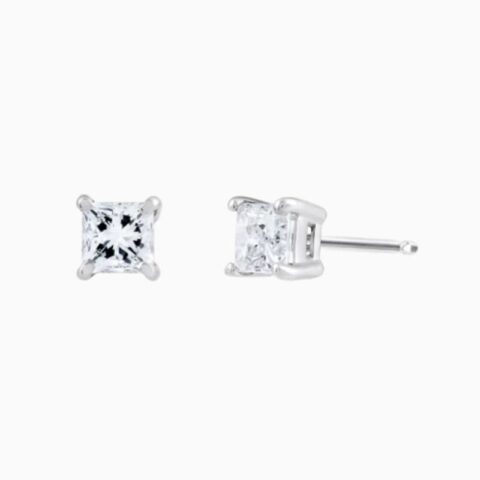 Princess Cut IGI Diamond Stud Earrings in 14K gold