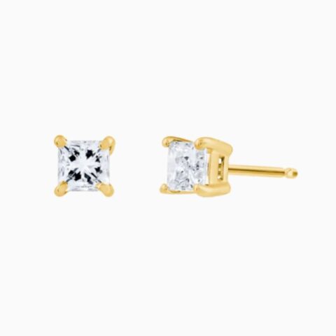 Princess Cut Diamond Stud Earrings in 14K gold
