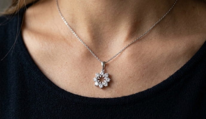 Petite Snowflake Lab Grown Diamond Necklace