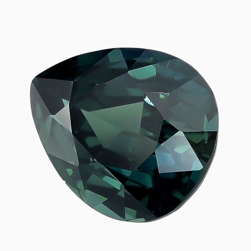 Natural heated teal green-blue sapphire gemstone