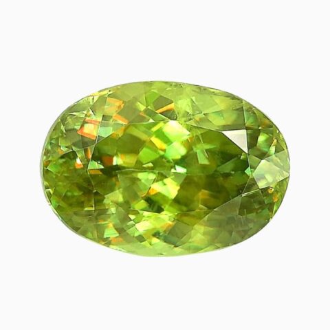 Natural yellow-green sphene gemstone