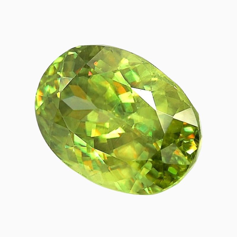 Natural yellow-green sphene gemstone