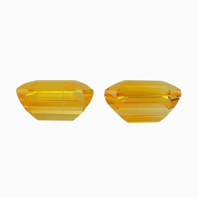 heated yellow sapphire matching pair