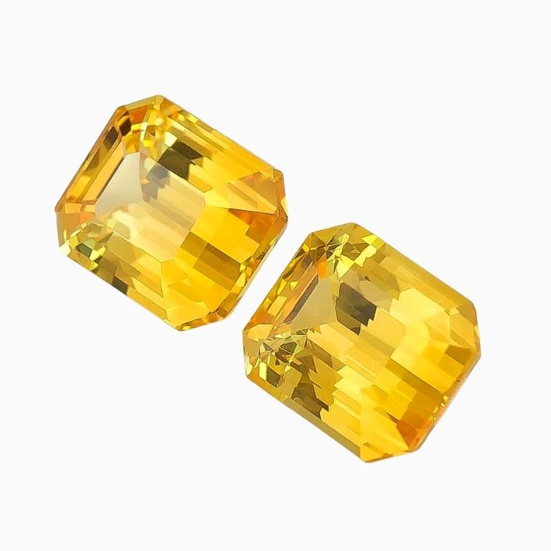 Natural heated yellow sapphire matching pair
